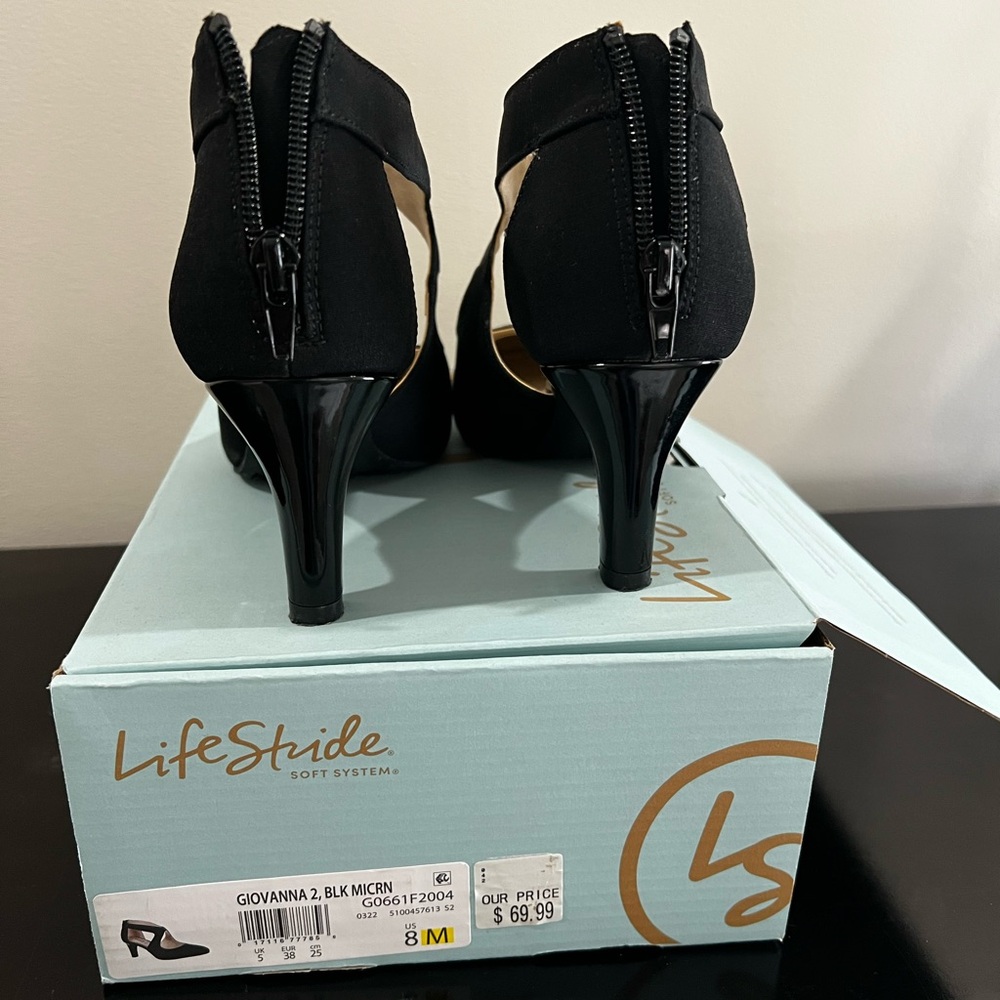 Life Stride Black Heels with Strappy Design and High Heel